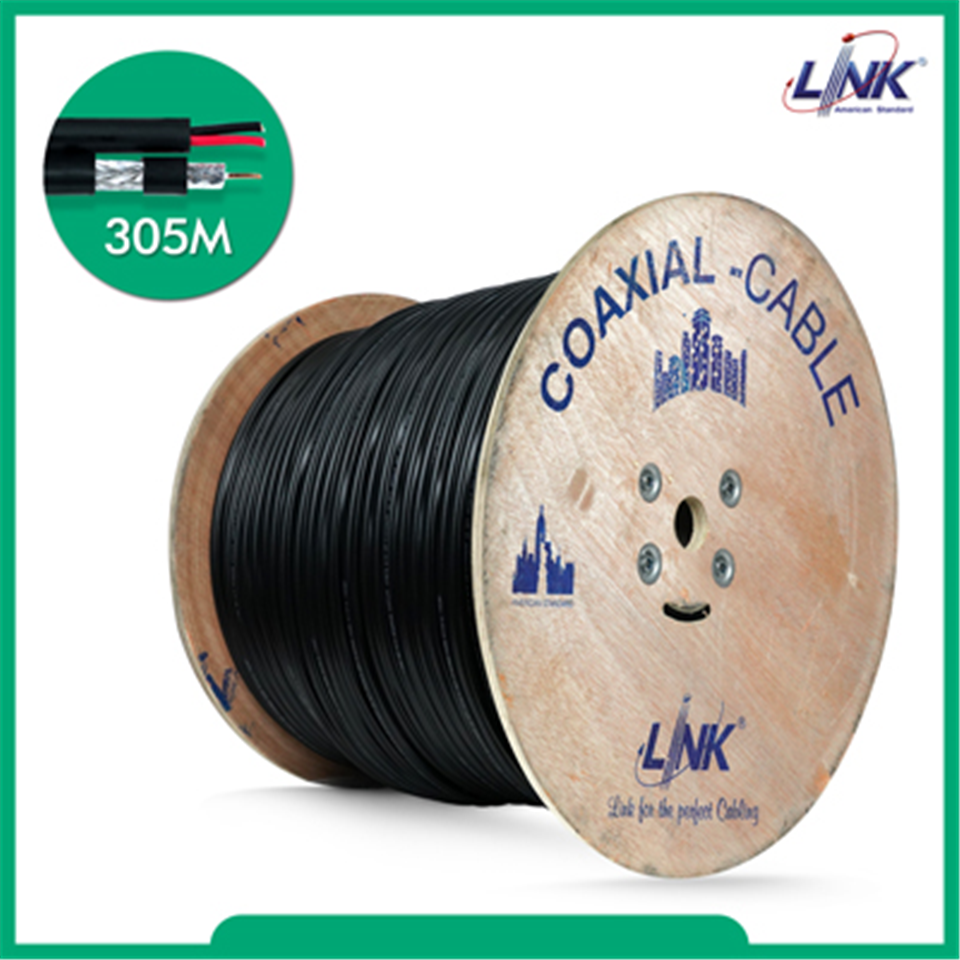#LINK สาย RG-6 95% CB-0106APWA มีไฟเลี้ยง CCTV สีดำ ภายนอก (ตัดขาย)