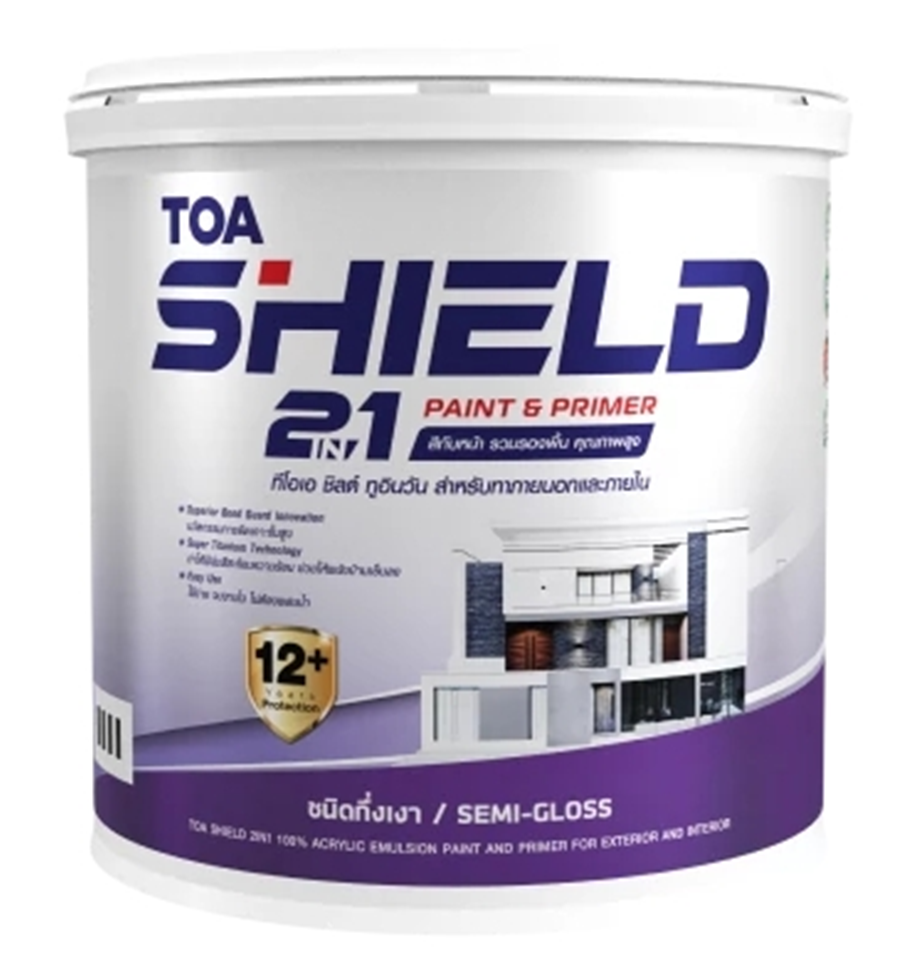 #TOA สีทาบ้าน SHIELD 2in1 กึ่งเงา ภายนอก เบสA ขนาด 9ลิตร