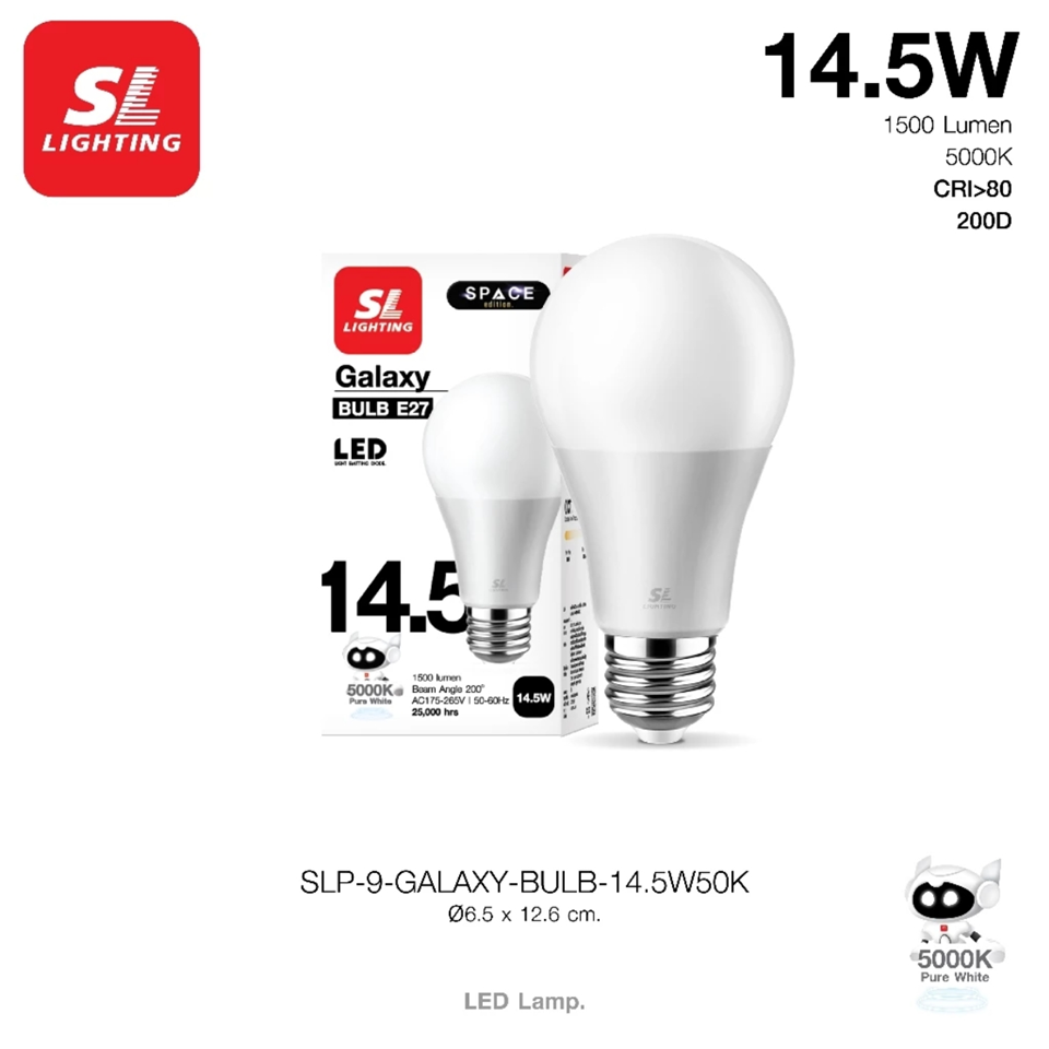 #SL 9-GALAXY-BULB-14.5W5000K หลอดไฟ LED A65 รุ่น GALAXY 14.5W 5000K IP20