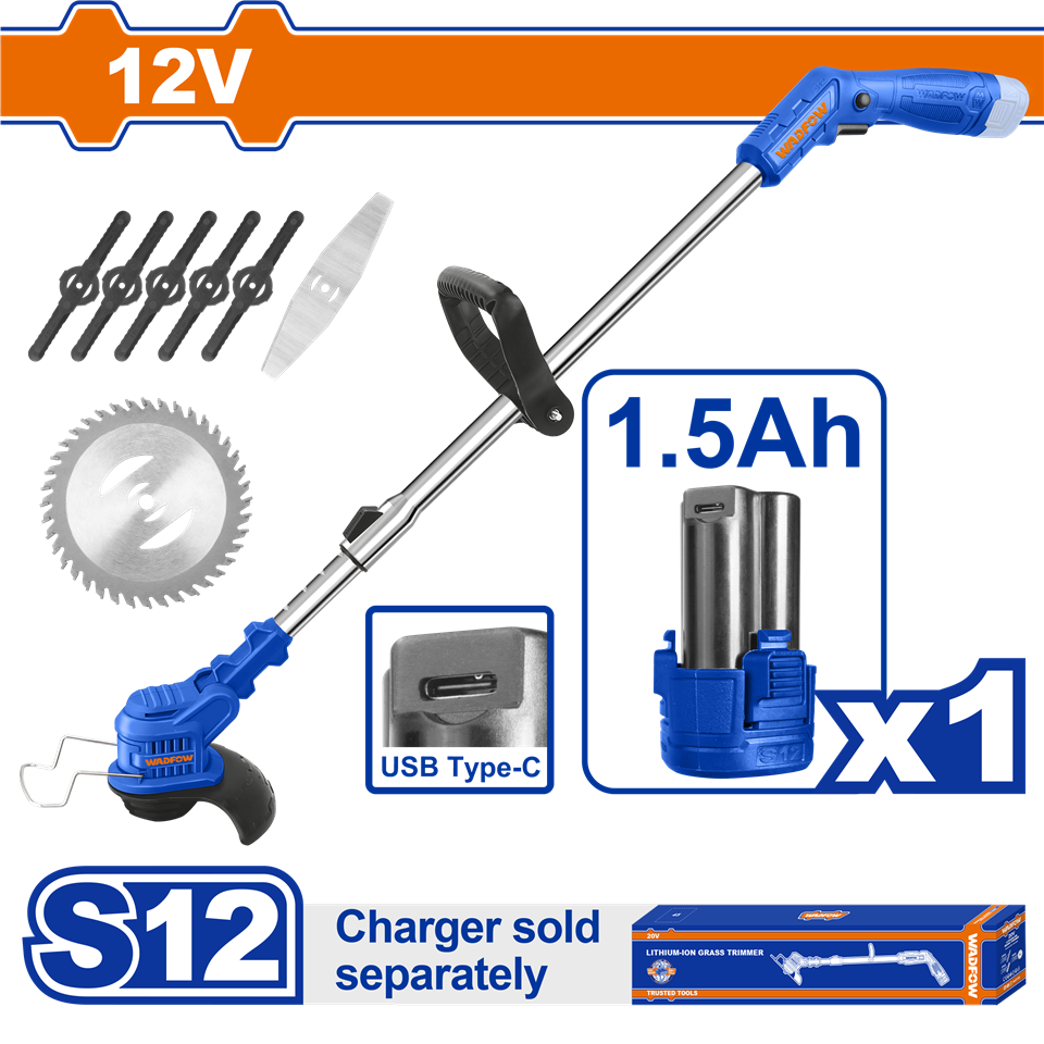 #WADFOW เครื่องตัดหญ้าไร้สาย 12V WGTS512